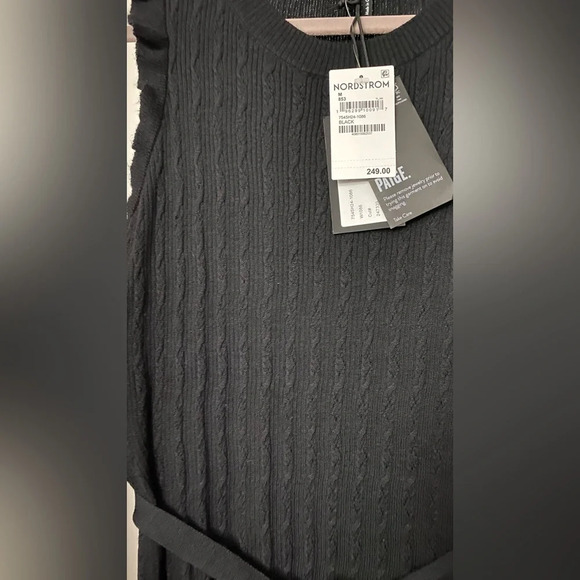NWT Paige Black Pointelle Knit Sleeveless Midi Dress Size Medium - Picture 7 of 11